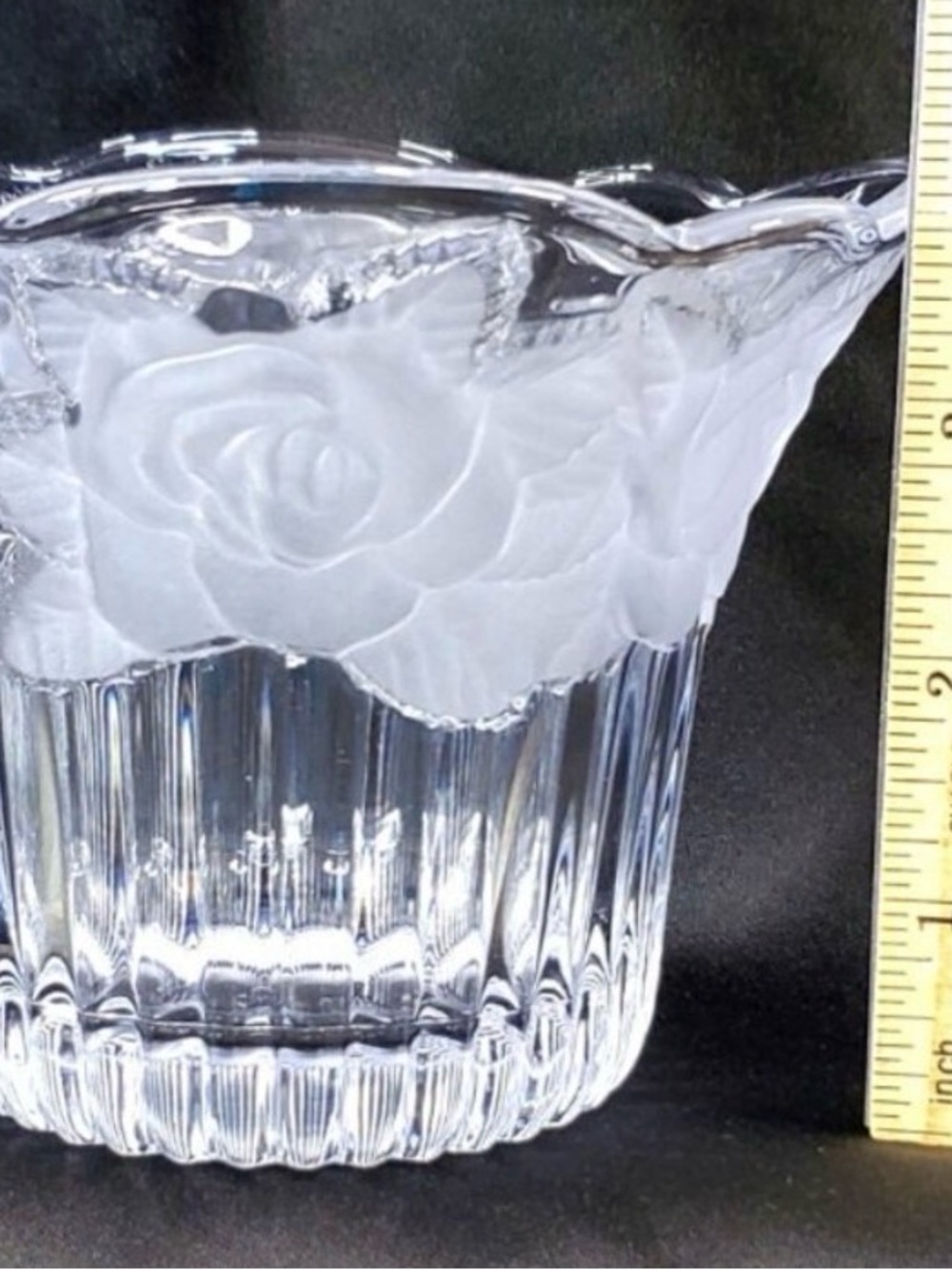 Clear Glass potpourri bowl with Frosted Rose Border
